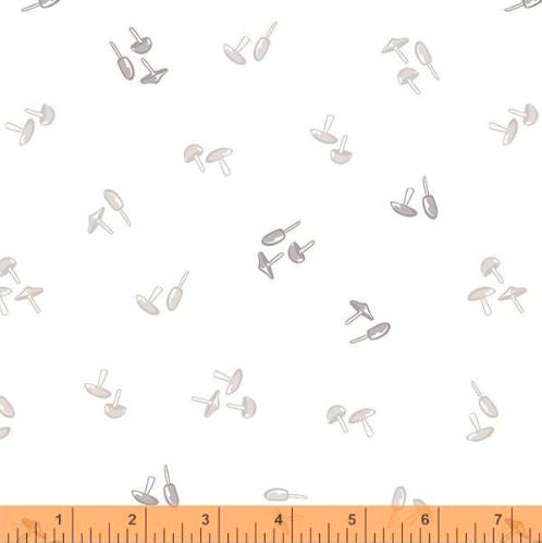 Little Whispers 53172-1 White Mushrooms by Whistler Studios for Windham Fabrics