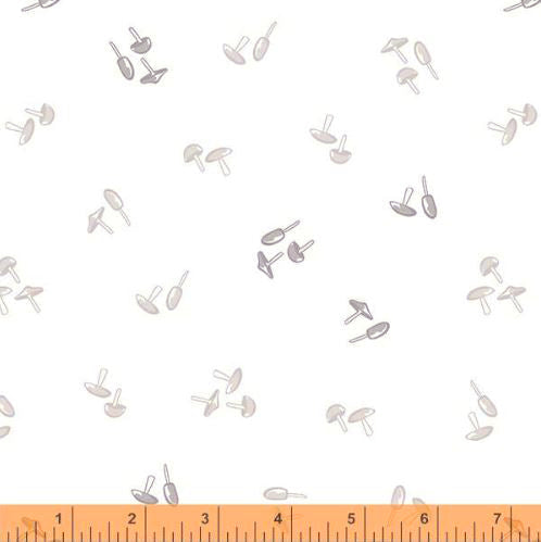 Little Whispers 53172-1 White Mushrooms by Whistler Studios for Windham Fabrics