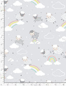 Love Ewe More KIDZ-CD1306 GREY Cute Sheep Jumping Over Rainbows by Timeless Treasures