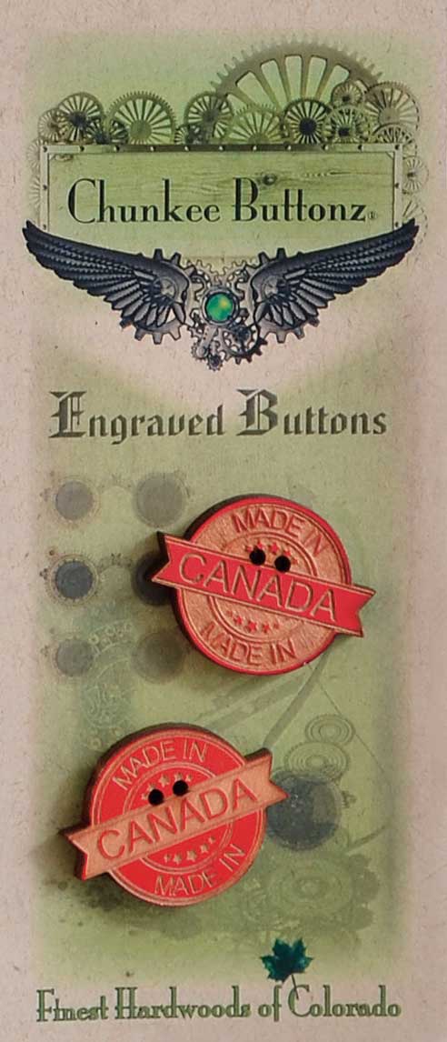 "Made In Canada" Engraved Wooden Buttons