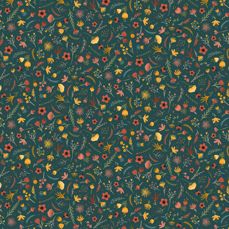 Meet Me in the Forest DC10761-TEAL-D Rooted in Nature by Alicia Jacobs Dujets for Michael Miller Fabrics