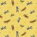Mellow Yellow 1970-44 Yellow Dragonflies by Satin Moon Designs for Blank Quilting