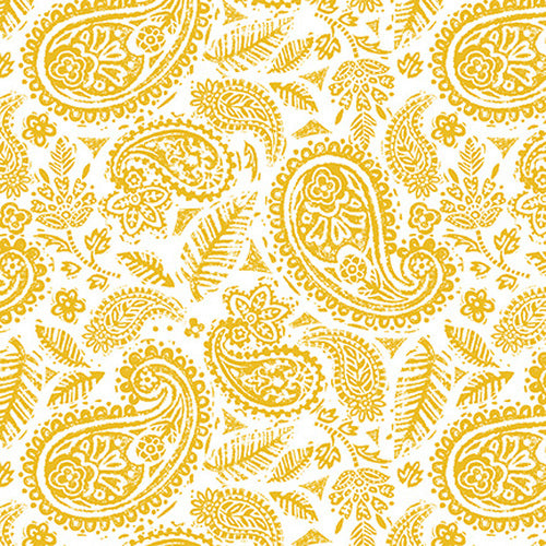 Mellow Yellow 1972-01 White Paisley by Satin Moon Designs for Blank Quilting