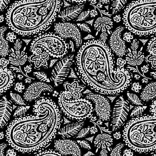 Mellow Yellow 1972-99 Black Paisley by Satin Moon Designs for Blank Quilting