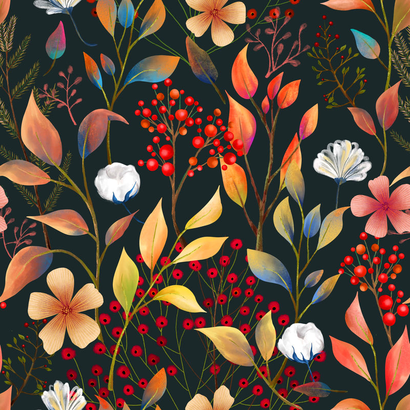 Midnight Flora Y3386-3 Black Meadow by Melissa Lowry for Clothworks