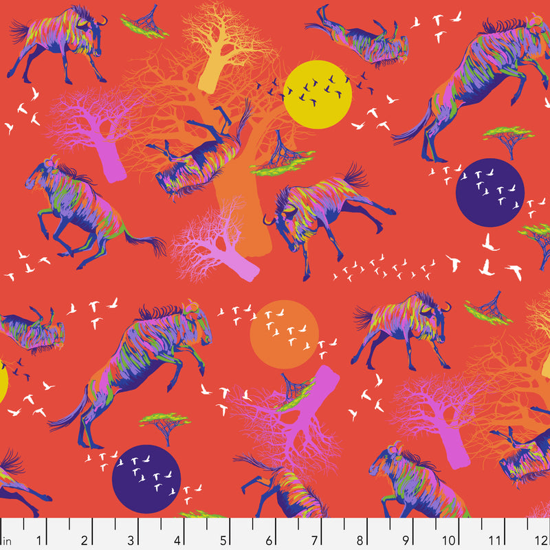 Migration PWLT014.RED Wildebeests in Motion by Lorraine Turner for Free Spirit