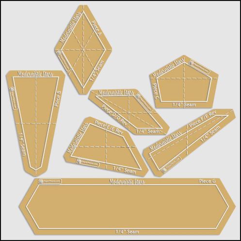 Modernistic Stars Pattern and Complete Paper Piece Pack With Acrylic Templates (By Special Order: Read description for full details)