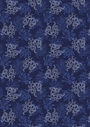 Moontide A621.3 octopus on dark blue with silver metallic by Lewis & Irene