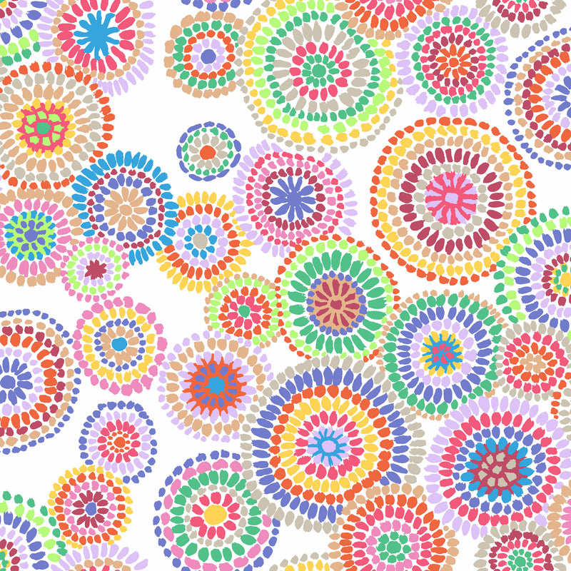 Mosaic Circles PWGP176.WHITE by Kaffe Fassett for Free Spirit