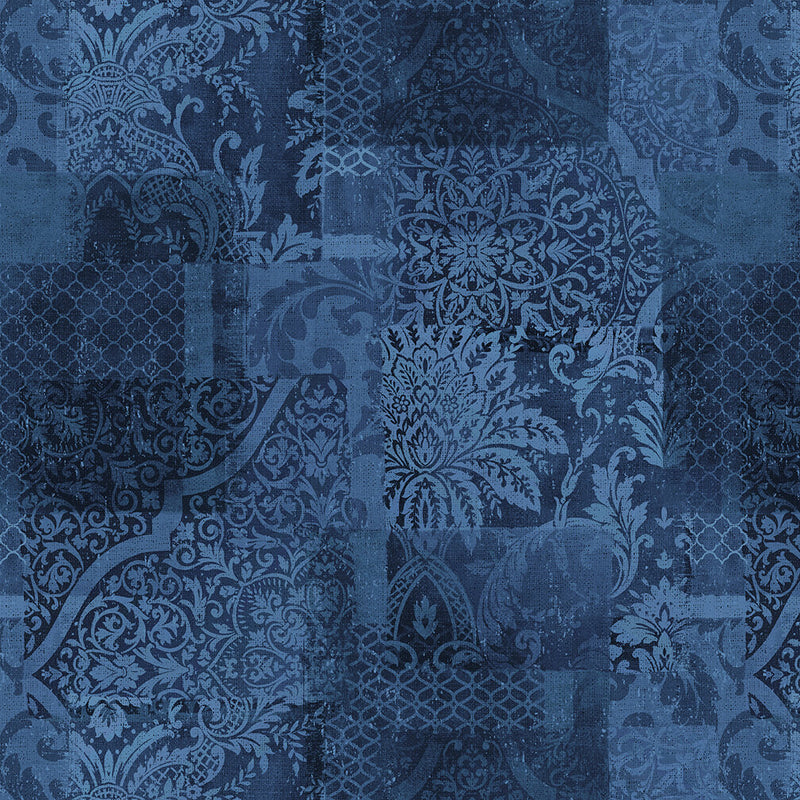 Oberon 108" Wide 2442-77 Navy Tonal Patchwork by Satin Moon Designs for Blank Quilting