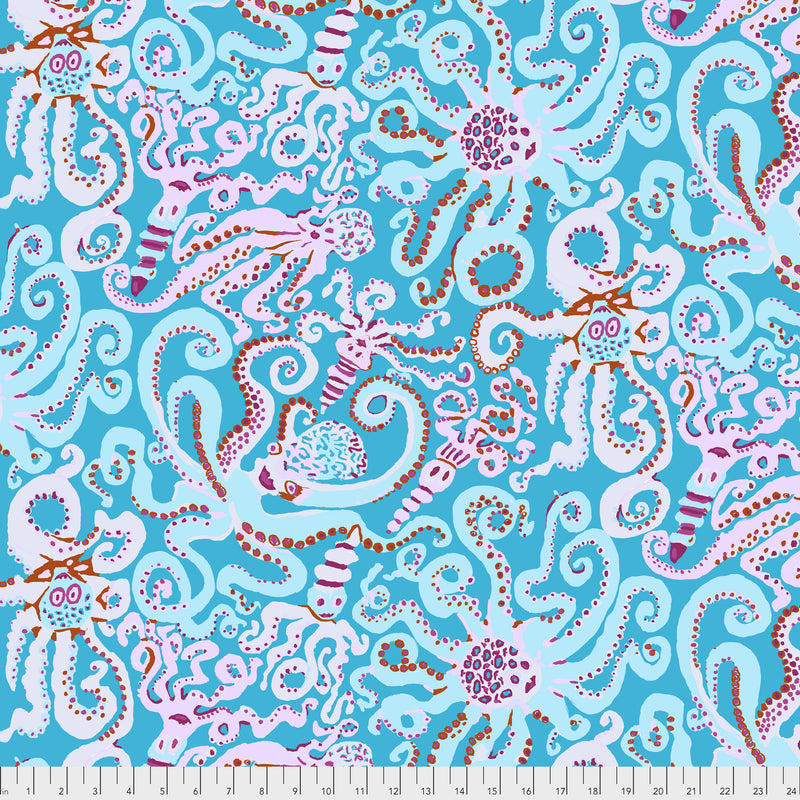 Octopus PWBM074.TURQUOISE by Brandon Mably for Free Spirit