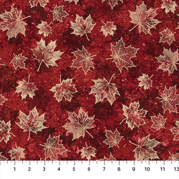 Oh Canada! 10th Anniversary 24266-24 Large Leaves Red Cream by Deborah Edwards and Linda Ludovico for Northcott