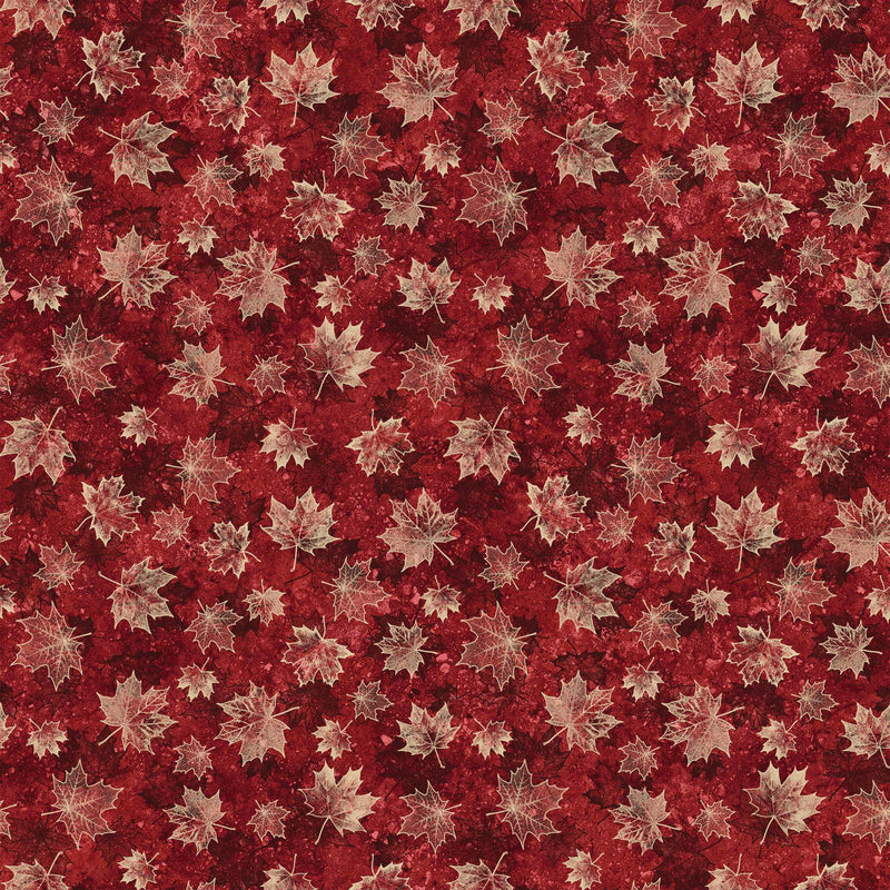 Oh Canada! 10th Anniversary 24266-24 Large Leaves Red Cream by Deborah Edwards and Linda Ludovico for Northcott