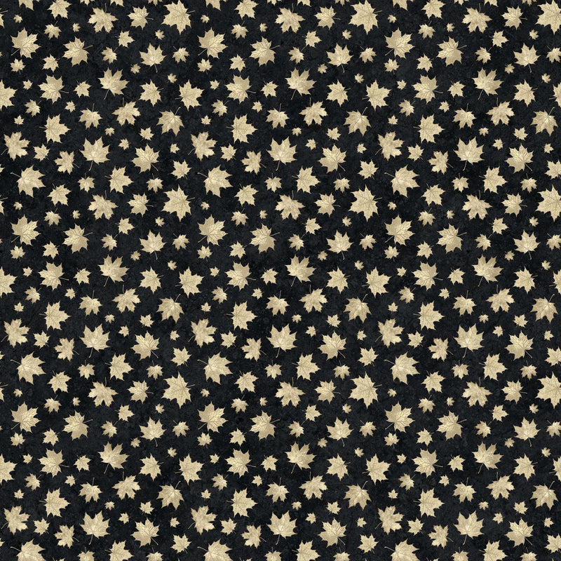 Oh Canada! 10th Anniversary 24269-99 Small Leaves Black Beige by Deborah Edwards and Linda Ludovico for Northcott