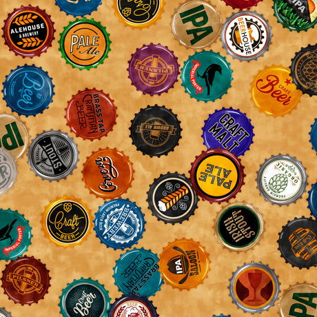 On Tap 28422-S Beer Bottle Caps by Dan Morris for Quilting Treasures