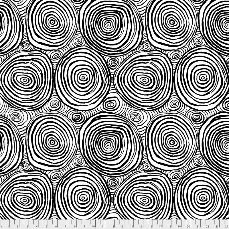 Onion Rings 108" Cotton Sateen QBBM001.BLACK by Brandon Mably for Free Spirit