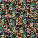 Paradiso Jersey Knit 51932DJ-2 Black Flower Bed 95% Cotton/5% Spandex 58"-60" wide by Sally Kelly for Windham Fabrics