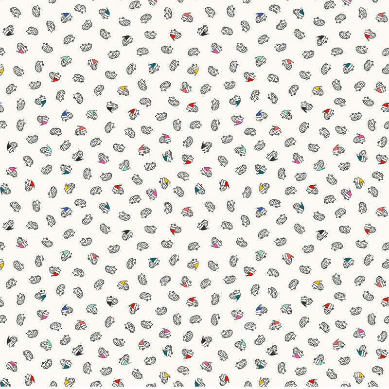 Peppermint 90377-10 White Hedgehogs by Dana Willard for FIGO Fabrics