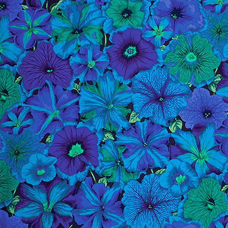 Petunias PWPJ050.BLUEX by Philip Jacobs for Free Spirit