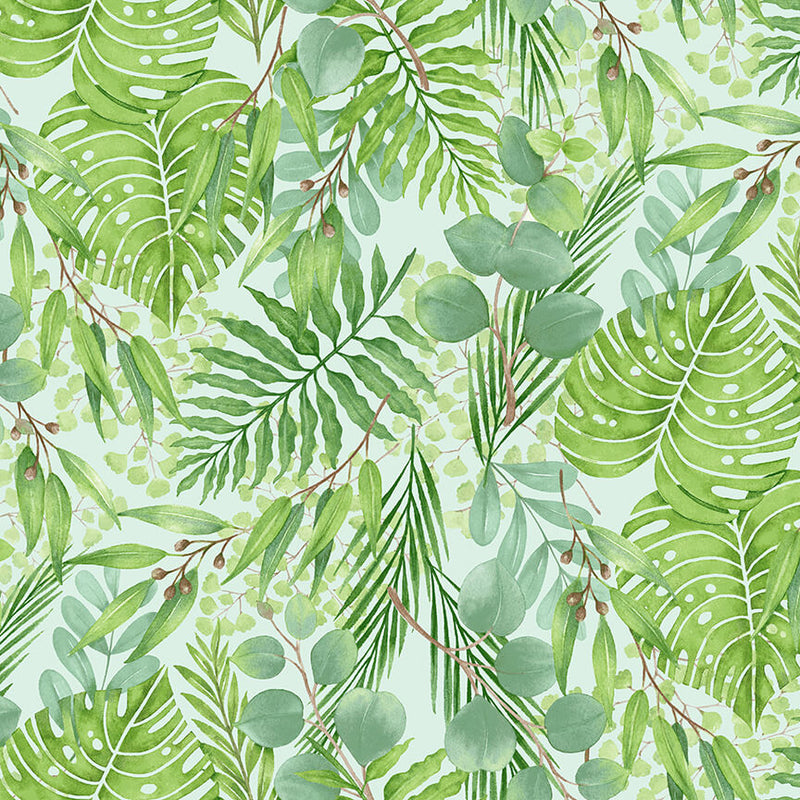 Pink Paradise 9862-67 Green Large Leaves by Jane Shasky for Henry Glass
