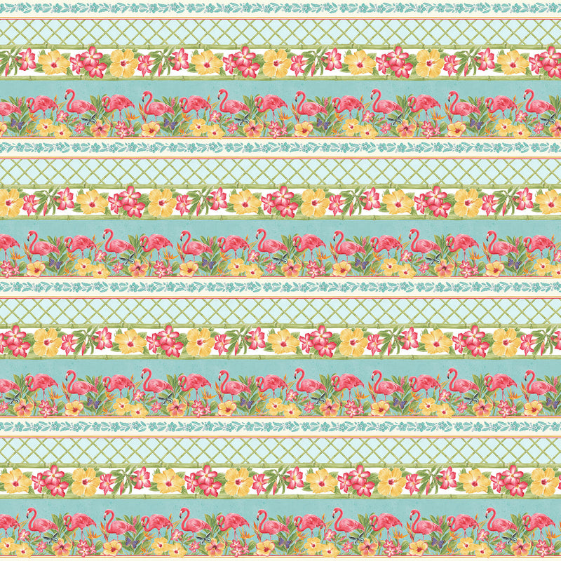 Pink Paradise 9868-78 Multi Border Stripe by Jane Shasky for Henry Glass