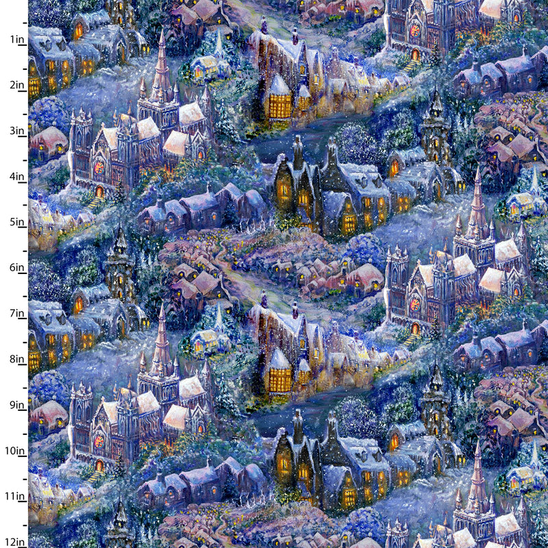 Polar Journey 17983-MLT-CTN-D Village by Josephine Wall for 3 Wishes Fabric