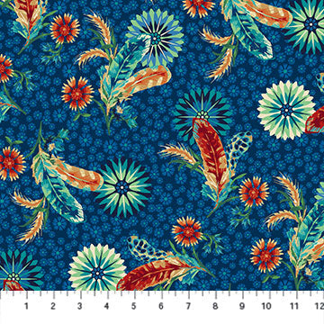 Prairie Meadow 24232-44 Navy Multi Country Corsage Brett Lewis Natural Born Quilter for Northcott