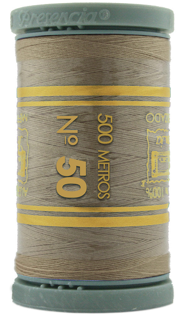 Presencia Cotton Sewing Thread 3-ply 50wt 500m Medium Beige Grey 0216
