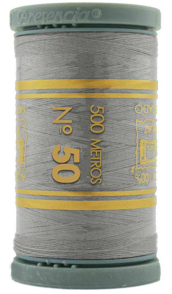 Presencia Cotton Sewing Thread 3-ply 50wt 500m Light Grey 0355
