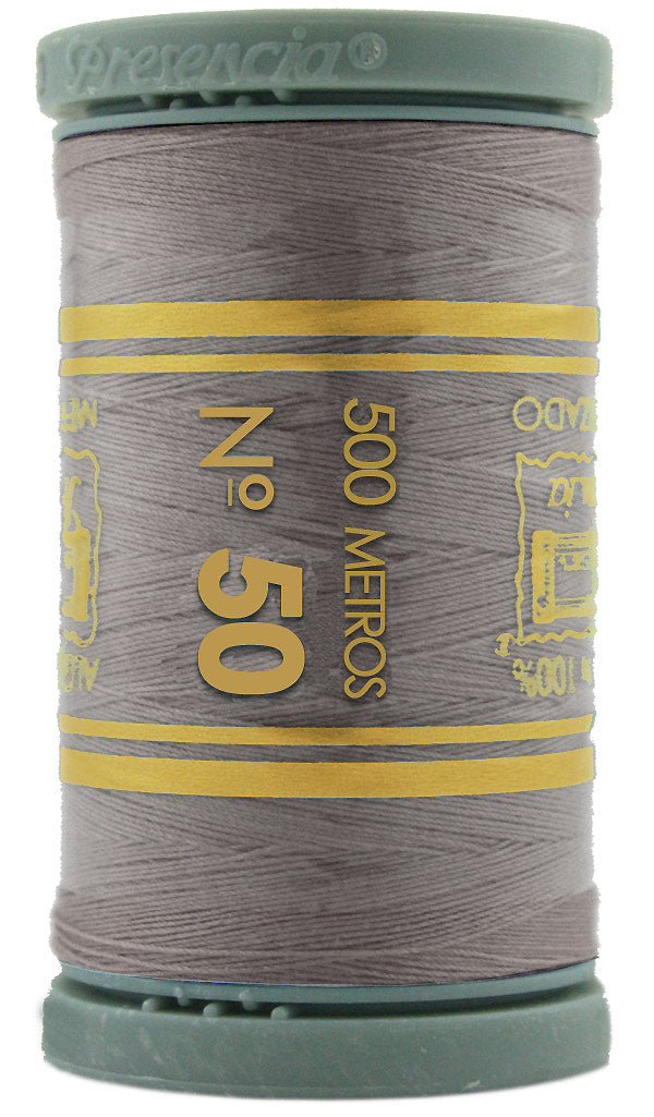 Presencia Cotton Sewing Thread 3-ply 50wt 500m Light Elephant Grey 0356