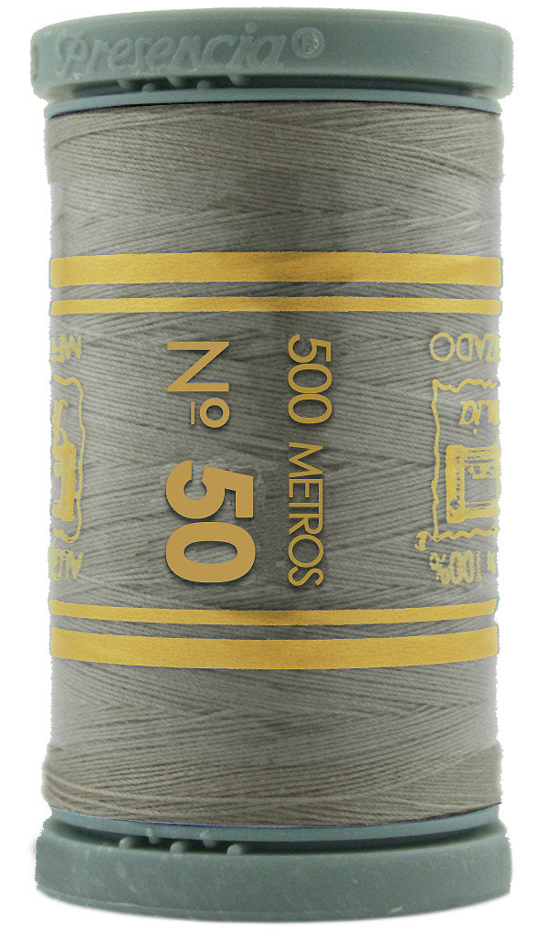 Presencia Cotton Sewing Thread 3-ply 50wt 500m Light Pewter 2 0360