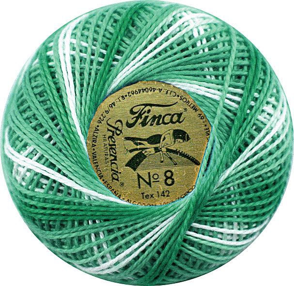 Presencia Size 8 Finca Perle Cotton 77yd. - 9785 Variegated Seagreen