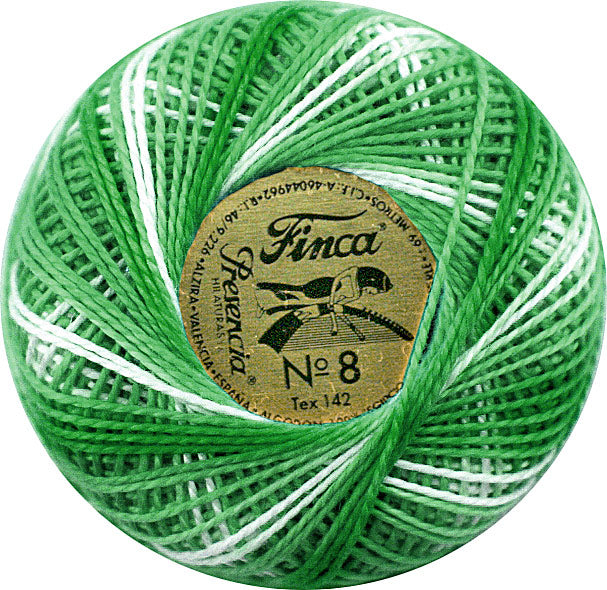 Presencia Size 8 Finca Perle Cotton 77yd. - 9815 Variegated Nile Green