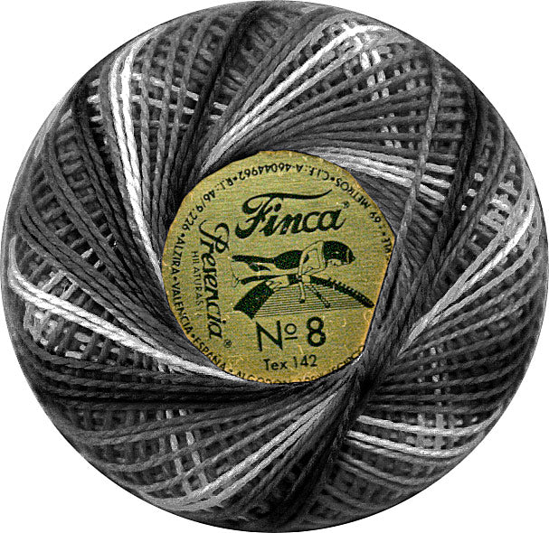 Presencia Size 8 Finca Perle Cotton 77yd. - 9985 Thunderstorm Gray