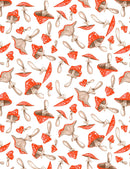 Rae Ritchie Favorites STELLA-SRR1812 WHITE Tossed Mushrooms by Rae Ritchie for Dear Stella