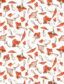 Rae Ritchie Favorites STELLA-SRR1812 WHITE Tossed Mushrooms by Rae Ritchie for Dear Stella