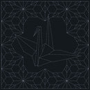 Sashiko Cloth Ori-Zuru Origami Crane - Navy