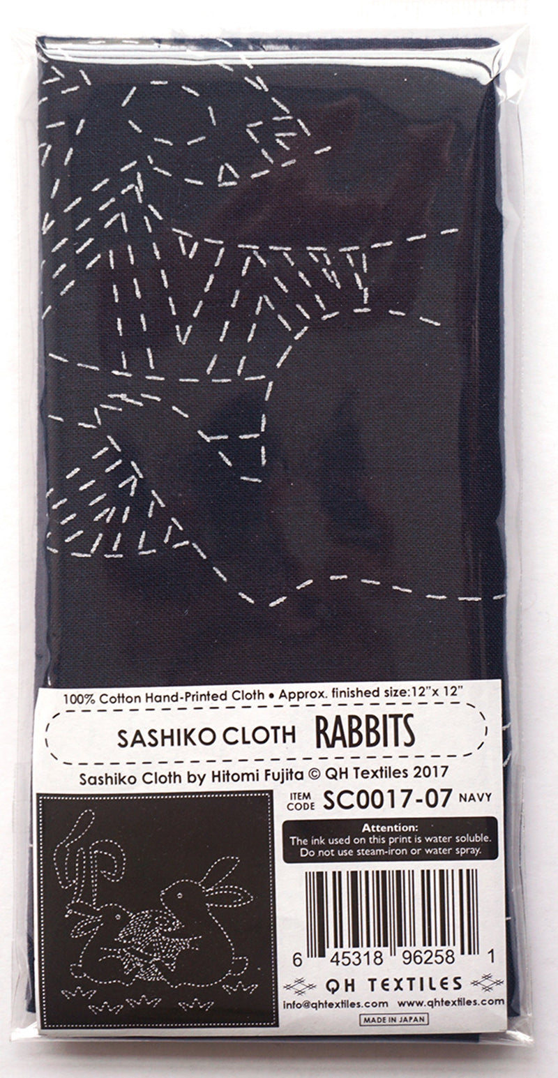 Sashiko Cloth - Rabbits - Navy