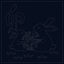Sashiko Cloth - Rabbits - Navy