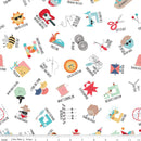 Sew Chatty C9501-WHITE Pun Toss Kelli Fannin  for Riley Blake Designs