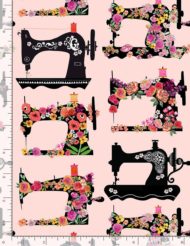 Sew Floral GAIL-C8803 PINK Floral Sewing Machines Gail Cadden for Timeless Treasures