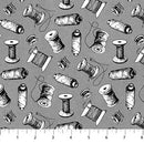 Sewing is my Happy Place 24220-94 Spools Gray Black Nina Djuric Northcott