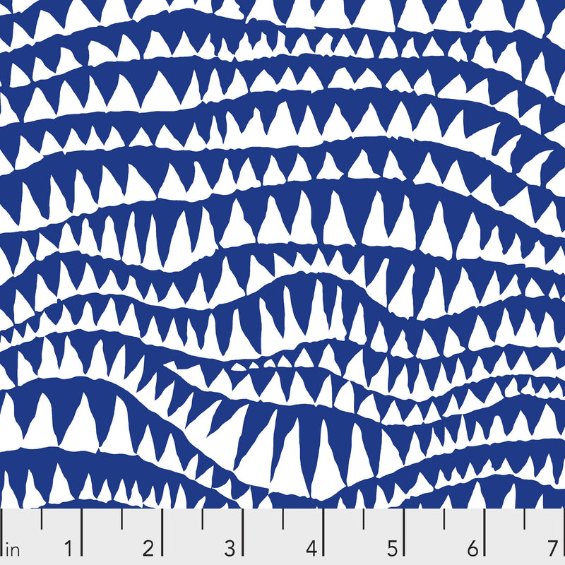 Sharks Teeth PWBM060.COBAL Cobalt by Brandon Mably for Free Spirit