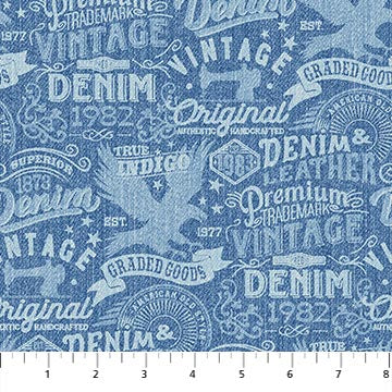 Singin' the Blues 24326-44 Blue Multi Denim Logos Northcott