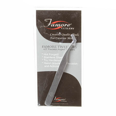 Famore 4 1/2 Inch Precision Angled Tweezers
