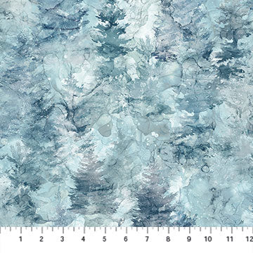 Soar DP24585-41 Trees Moody Blues Light by Deborah Edwards and Melanie Samra for Northcott