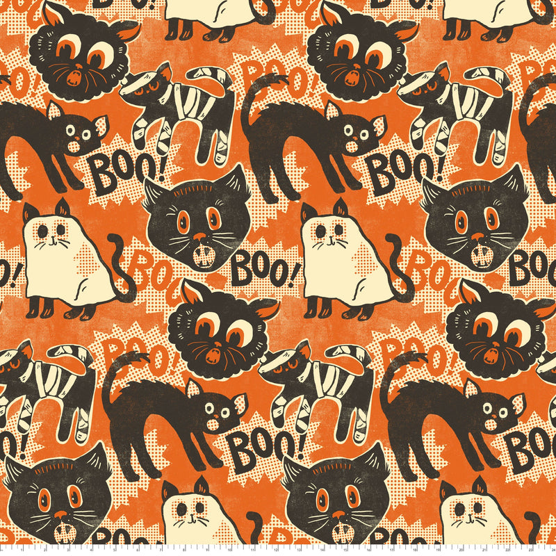 Spooktacular PWMA011.XORANGE Scaredy Cat by Maude Asbury for Free Spirit