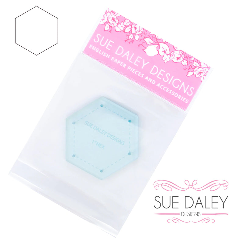 Sue Daley Acrylic Template - 1 Inch Hexagon Template - 1/4 Inch Seam Allowance