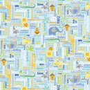 Sweet Safari 9895-05 Words Sky Blue by Greta Lynn for Kanvas with Benartex