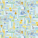Sweet Safari 9895-05 Words Sky Blue by Greta Lynn for Kanvas with Benartex